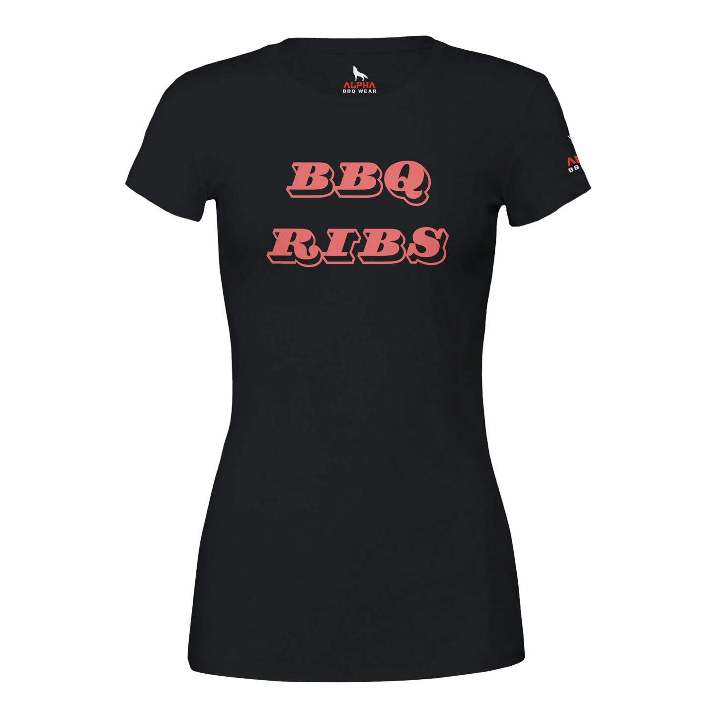 BBQ RIBS Custom BBQ T-Shirt | Premium Womens Crewneck T-shirt Black Alpha BBQ wear BBQ -apparel- BBQ tshirt -BBQ tee