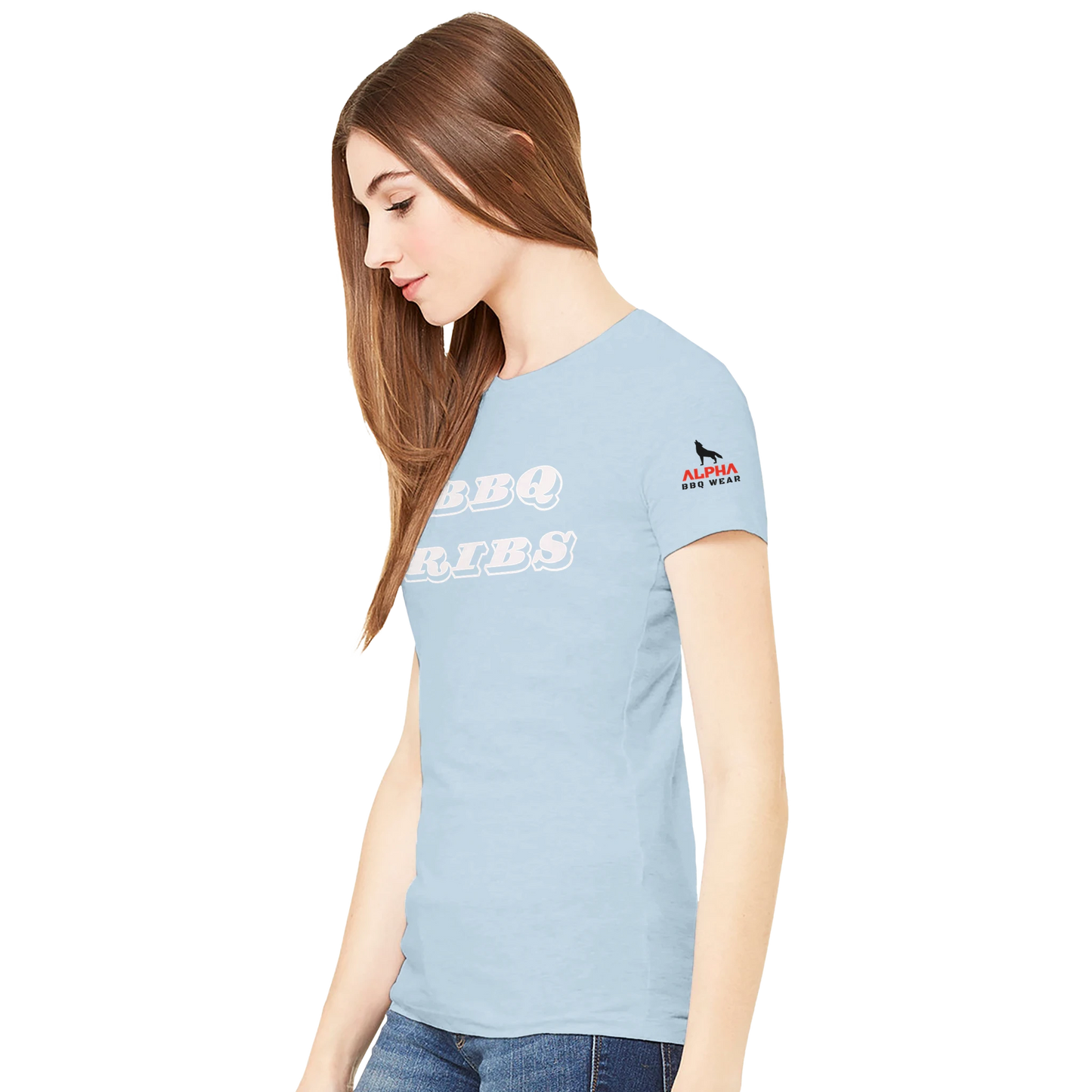 BBQ RIBS Custom BBQ T-Shirt | Premium Womens Crewneck T-shirt Alpha BBQ wear BBQ -apparel- BBQ tshirt -BBQ tee