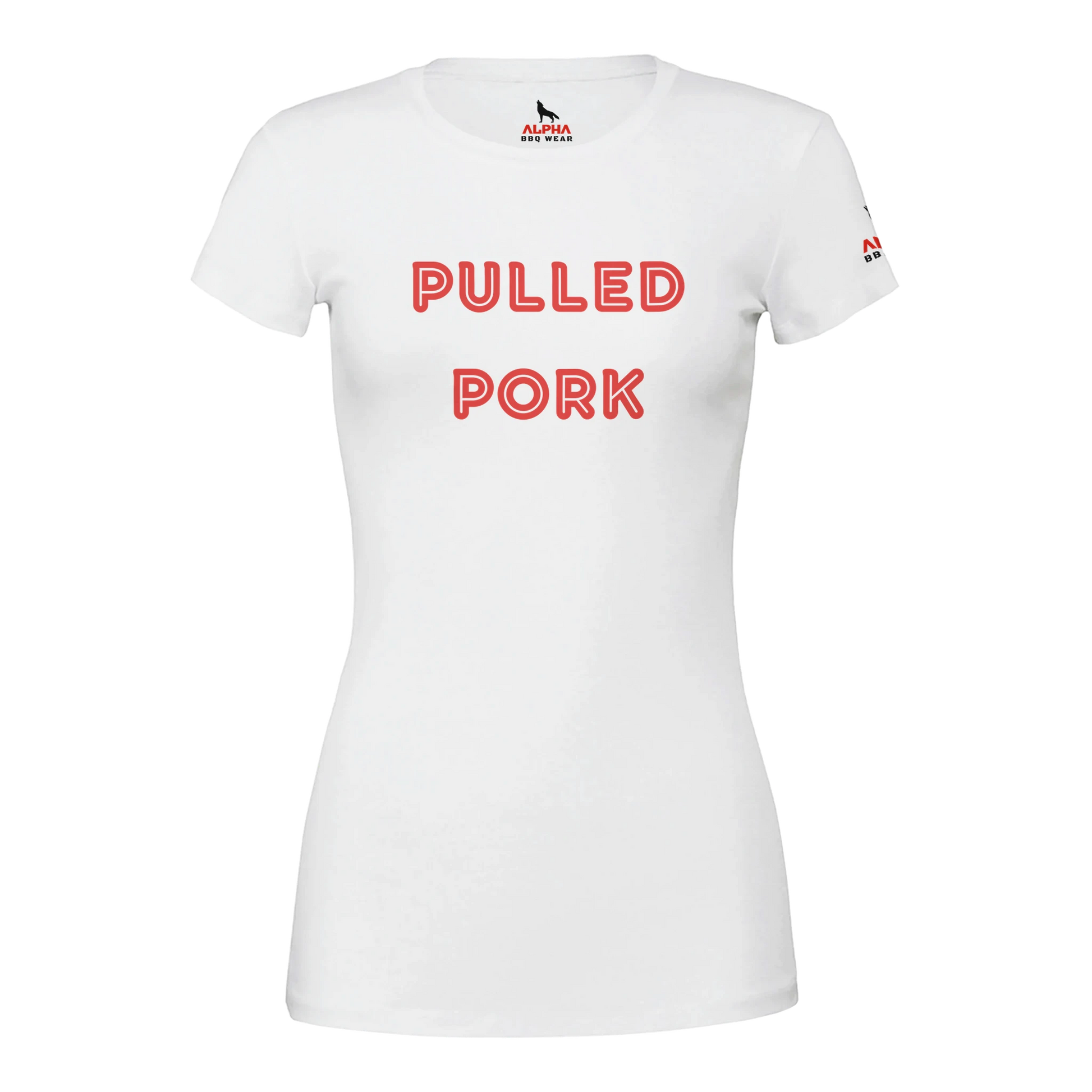 PULLED PORK Custom BBQ T-Shirt Premium Womens Crewneck White Alpha BBQ wear BBQ -apparel- BBQ tshirt -BBQ tee