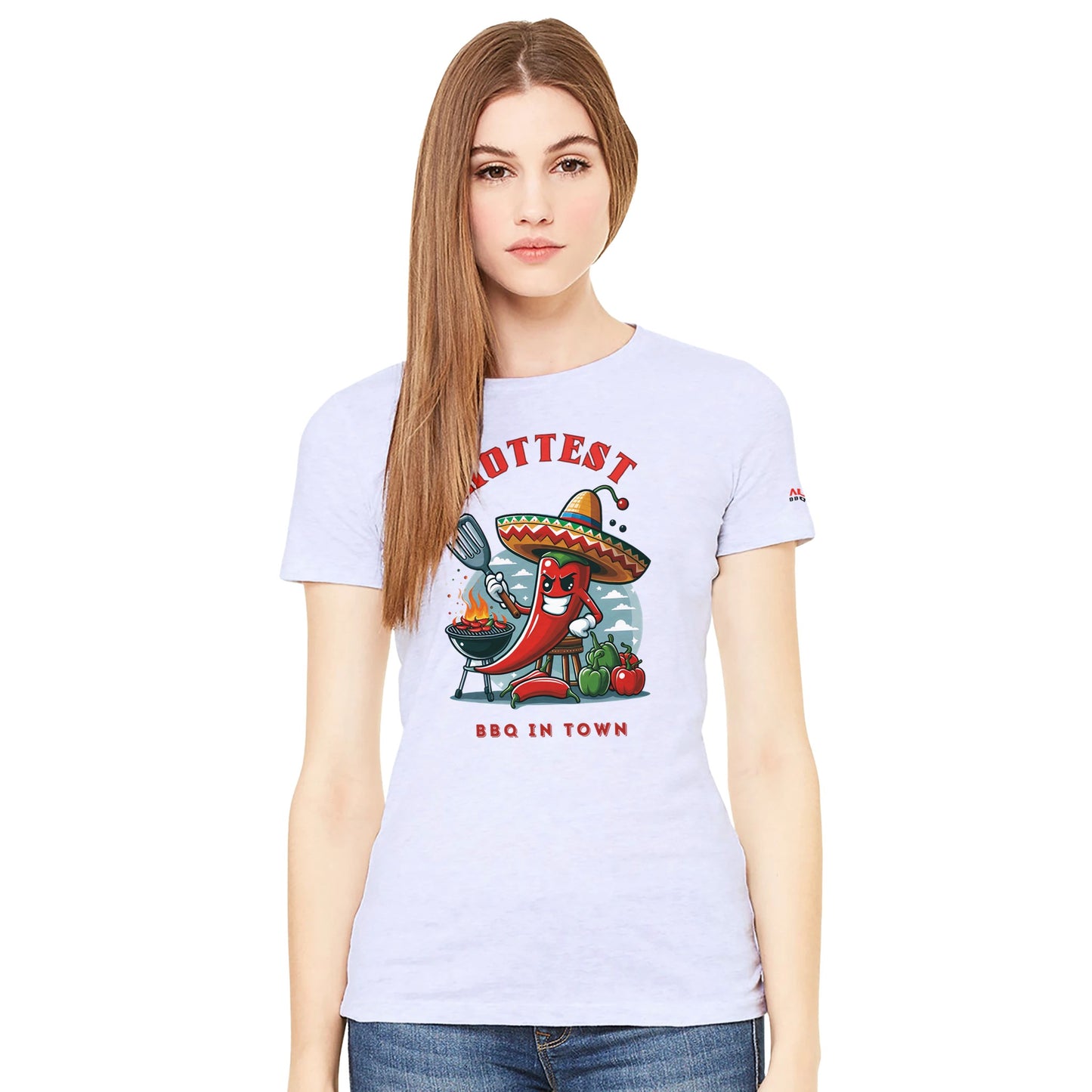 Hottest BBQ in Town Premium Womens Crewneck T-shirt Alpha BBQ wear BBQ -apparel- BBQ tshirt -BBQ tee