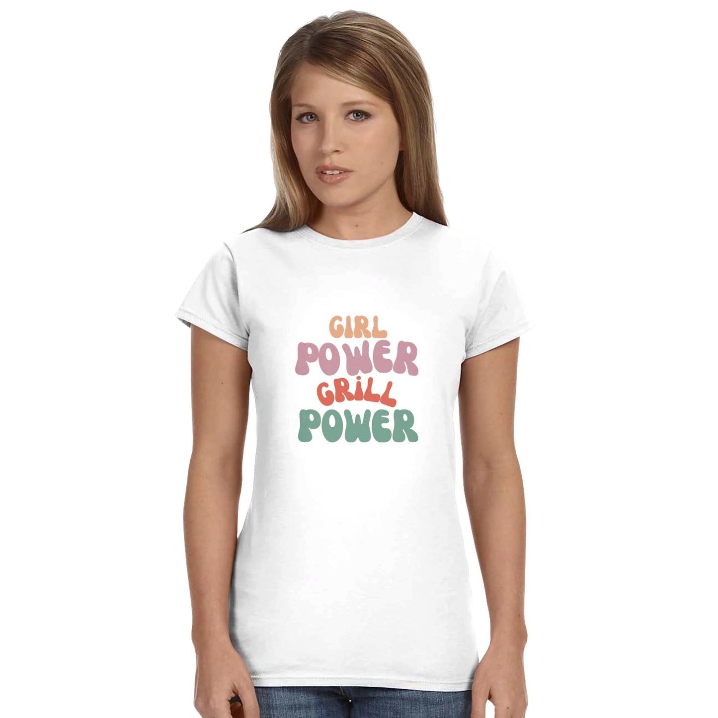 Girl Power Grill Power Classic Womens Crewneck T-shirt Alpha BBQ wear BBQ -apparel- BBQ tshirt -BBQ tee