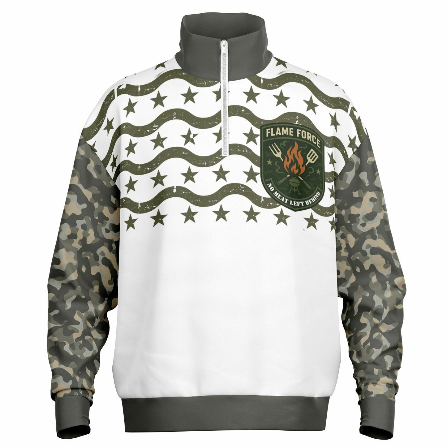 FLAME FORCE Camo heavyweight Oversized Quarter Zip Sweatshirt