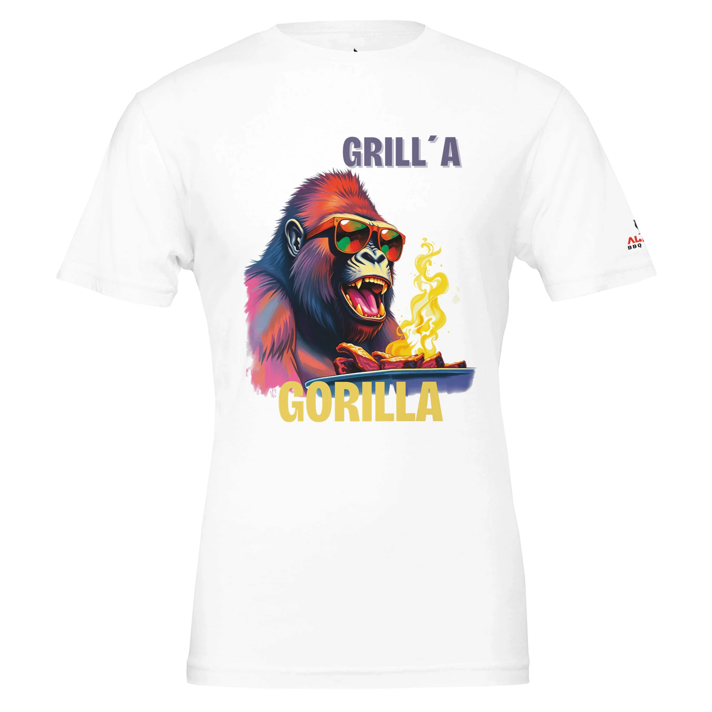 π₯ Grilla Gorilla β The Ultimate BBQ Hero! π₯ | Premium Unisex Crewneck T-shirt | Bella + Canvas 3001 White Alpha BBQ wear BBQ -apparel- BBQ tshirt -BBQ tee
