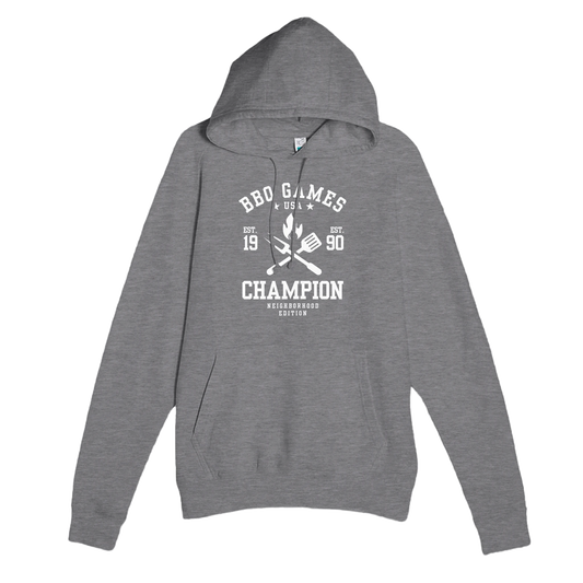 BBQ Games Champion Premium Unisex Pullover Hoodie Graphite Heather Alpha BBQ wear BBQ -apparel- BBQ tshirt -BBQ tee