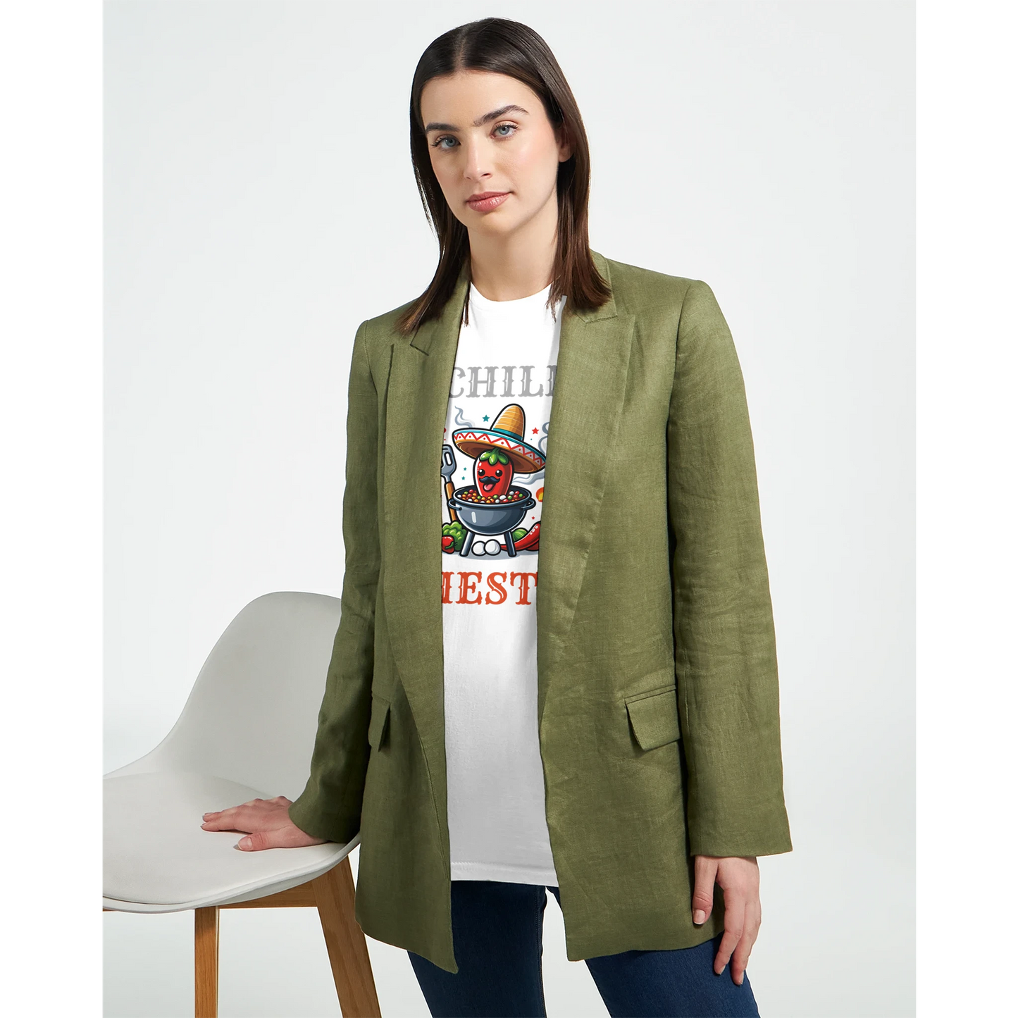 Chili fiesta Classic Womens Crewneck T-shirt Alpha BBQ wear BBQ -apparel- BBQ tshirt -BBQ tee