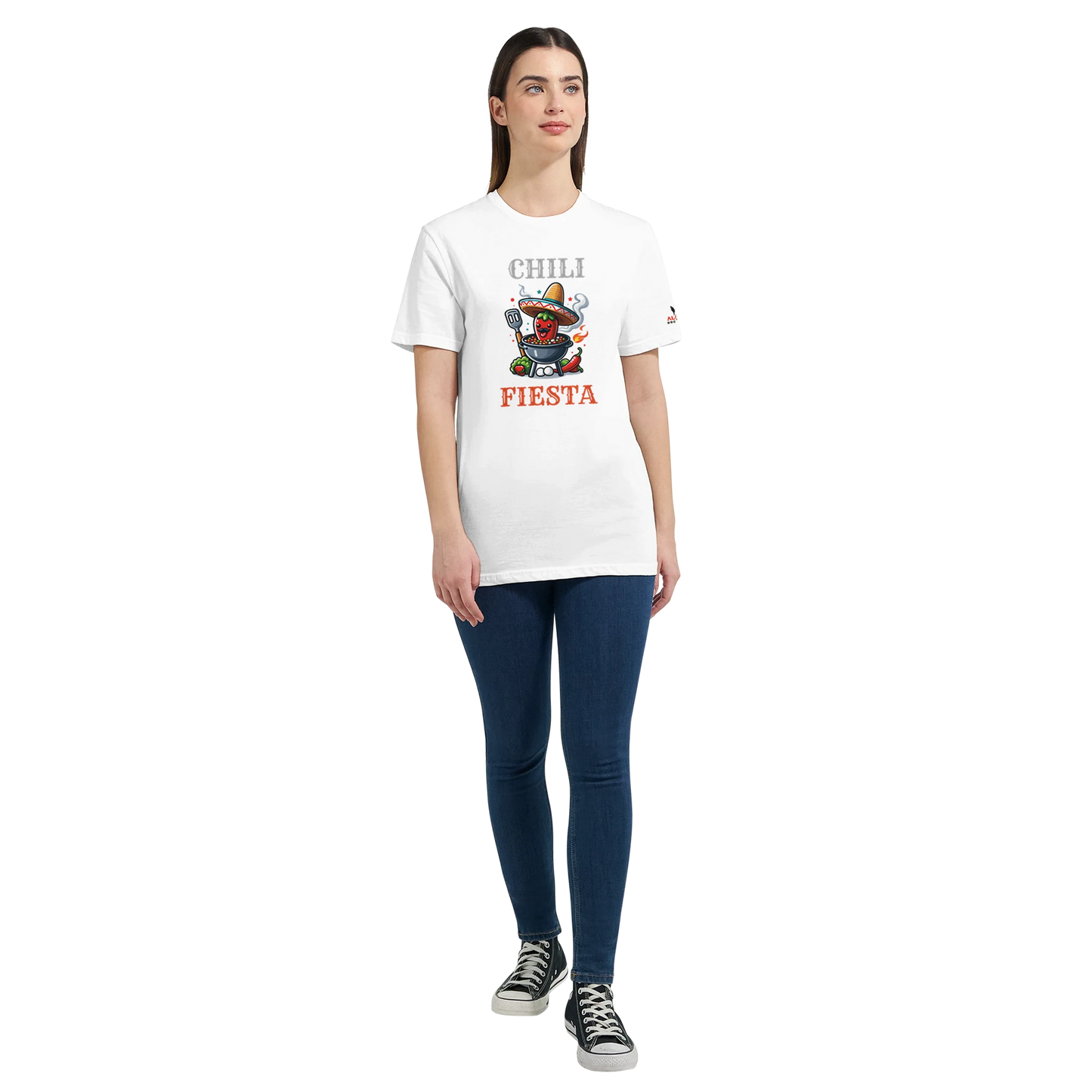 Chili fiesta Classic Womens Crewneck T-shirt Alpha BBQ wear BBQ -apparel- BBQ tshirt -BBQ tee