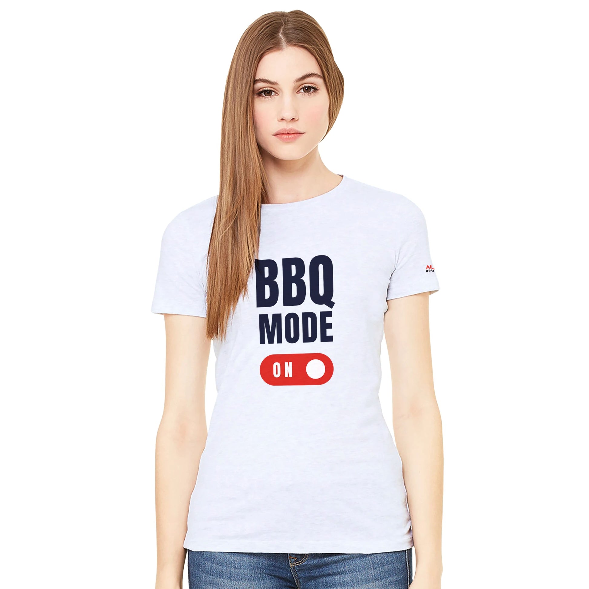 BBQ MODE ON Premium Womens Crewneck T-shirt Alpha BBQ wear BBQ -apparel- BBQ tshirt -BBQ tee