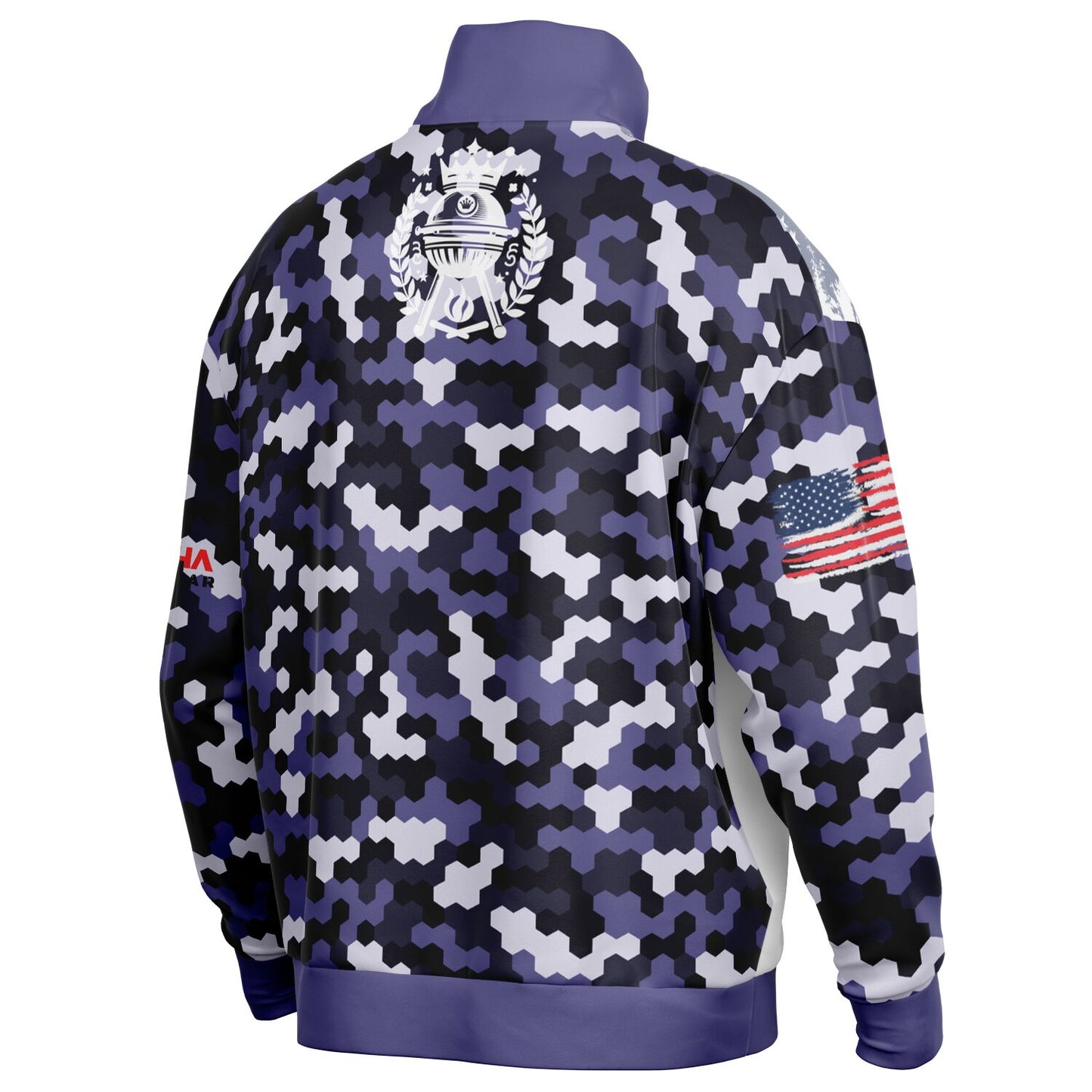 BLUE CAMO American Griller Premium Hoodie Heavyweight Oversized Quarter Zip Sweatshirt