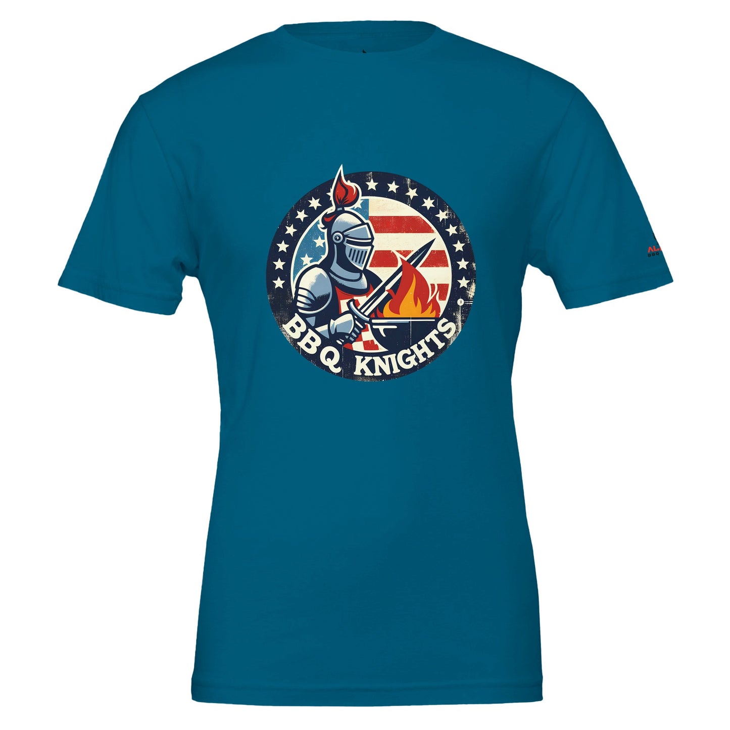 BBQ Knightss Premium Unisex Crewneck T-shirt Deep Teal Alpha BBQ wear BBQ -apparel- BBQ tshirt -BBQ tee