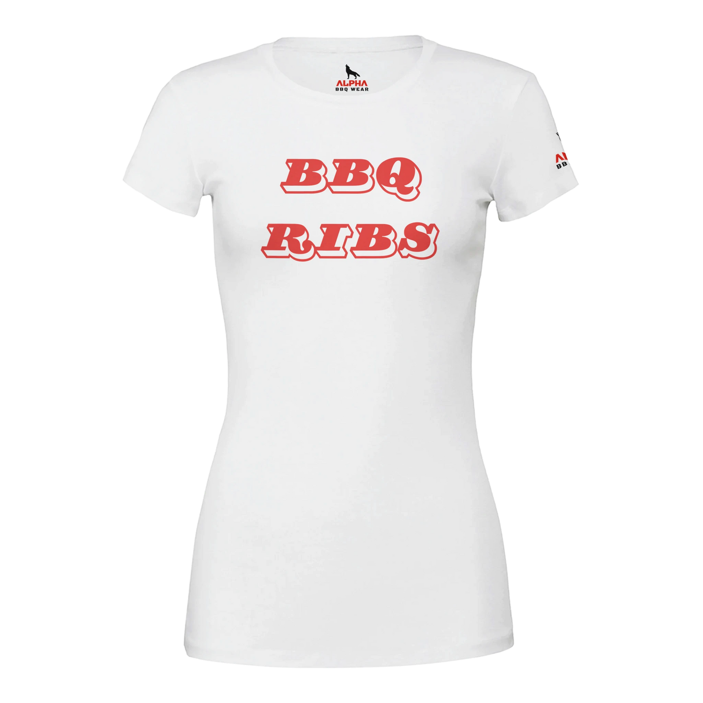 BBQ RIBS Custom BBQ T-Shirt | Premium Womens Crewneck T-shirt White Alpha BBQ wear BBQ -apparel- BBQ tshirt -BBQ tee