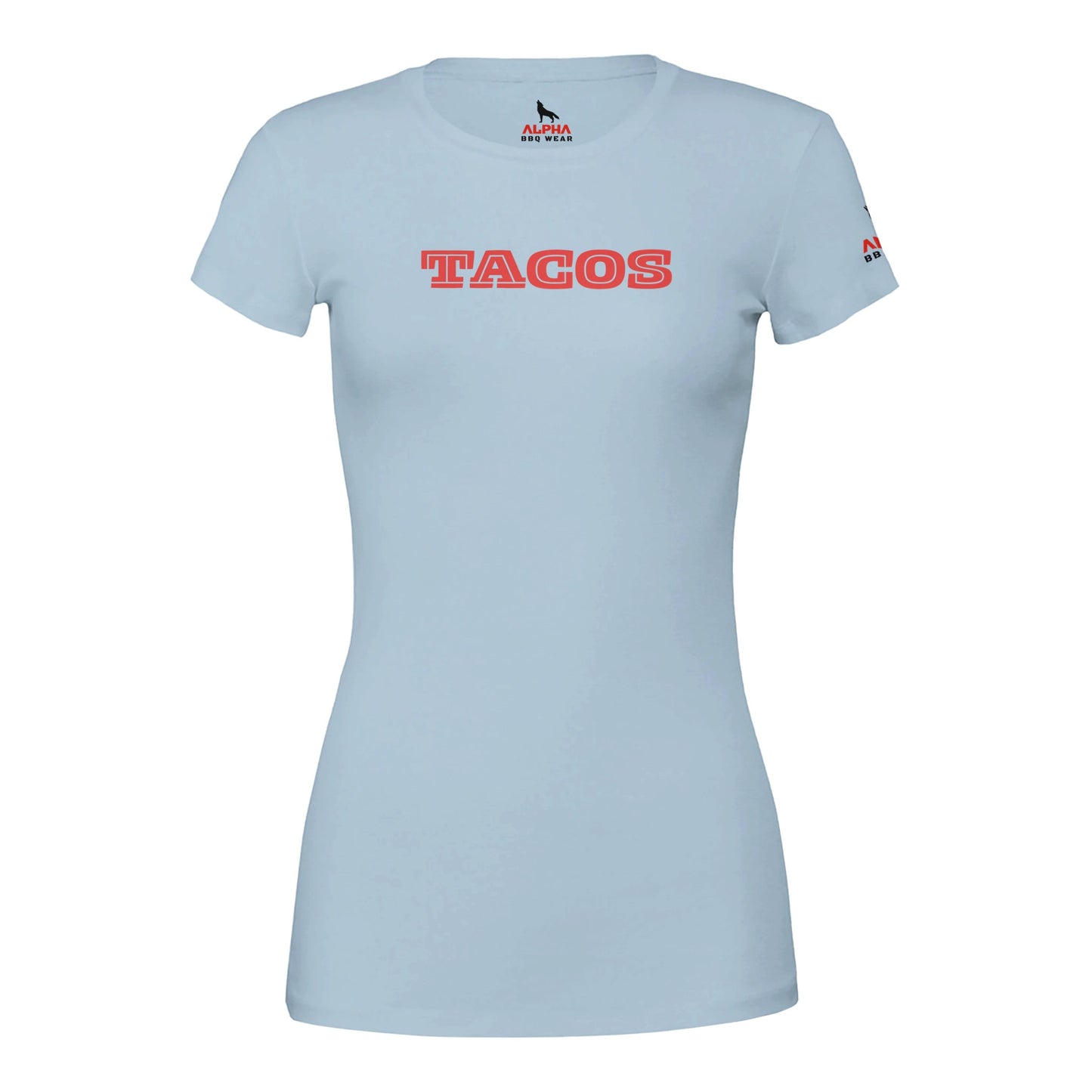 TACOS Custom BBQ T-Shirt Premium Womens Crewneck T-shirt Baby Blue Alpha BBQ wear BBQ -apparel- BBQ tshirt -BBQ tee