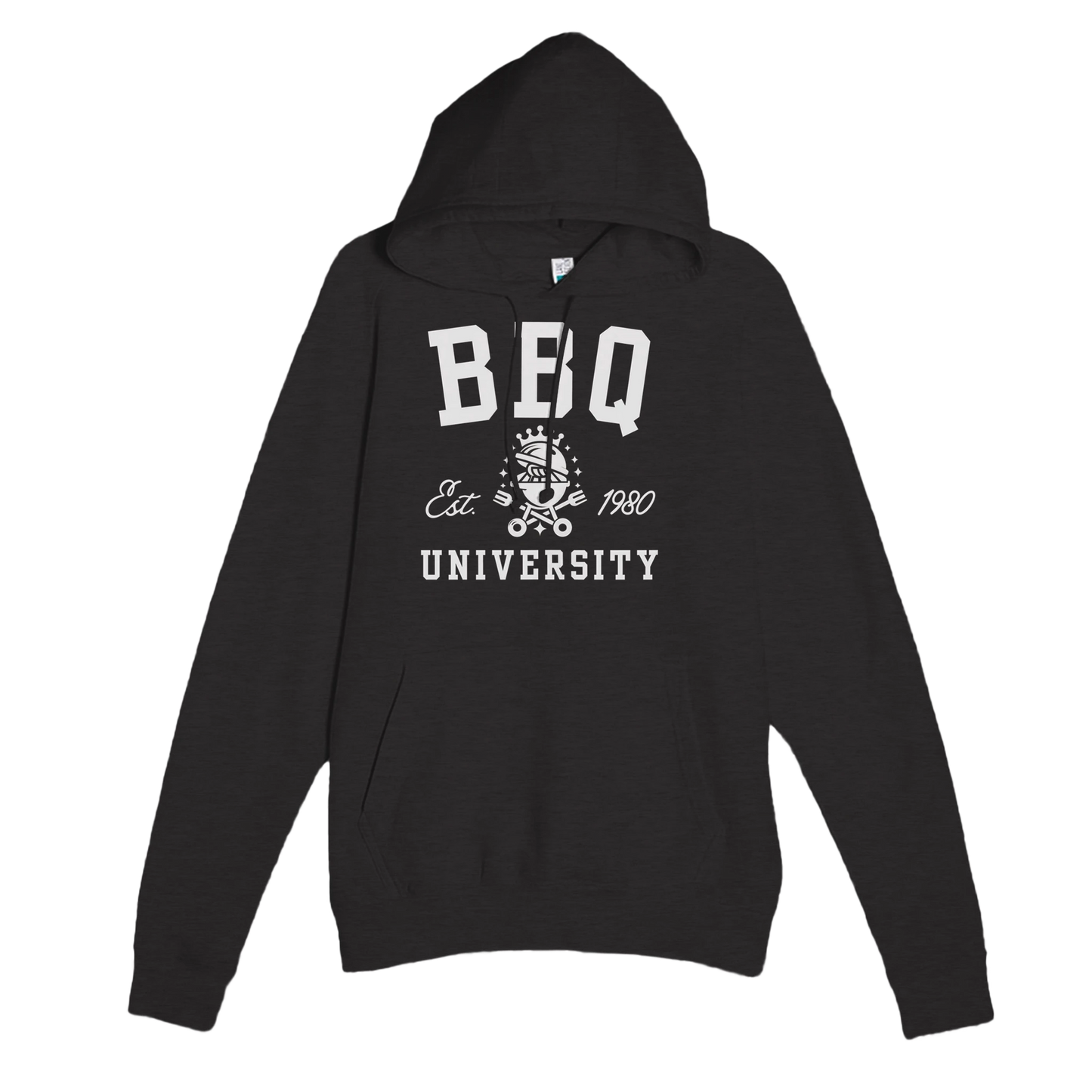 BBQ University Premium Unisex Pullover Hoodie Heather Charcoal Alpha BBQ wear BBQ -apparel- BBQ tshirt -BBQ tee