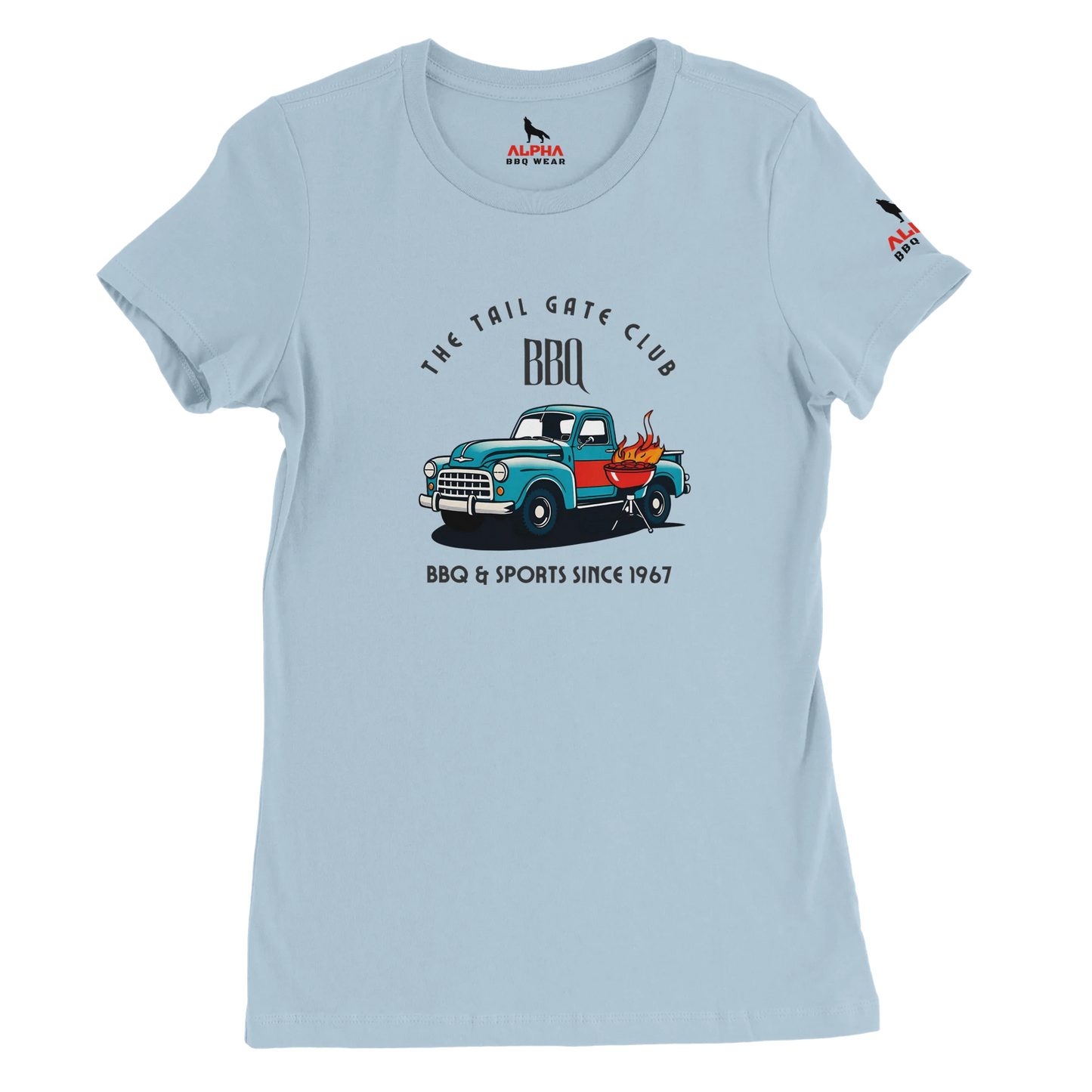 The Tailgate Club BBQ Premium Womens Crewneck T-shirt Alpha BBQ wear BBQ -apparel- BBQ tshirt -BBQ tee