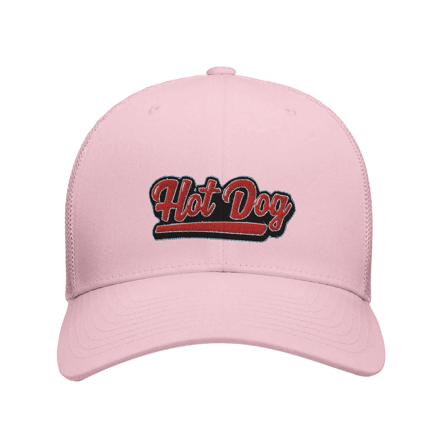 “Hot Dog” Embroidered Retro Trucker Cap Pink Alpha BBQ wear BBQ -apparel- BBQ tshirt -BBQ tee