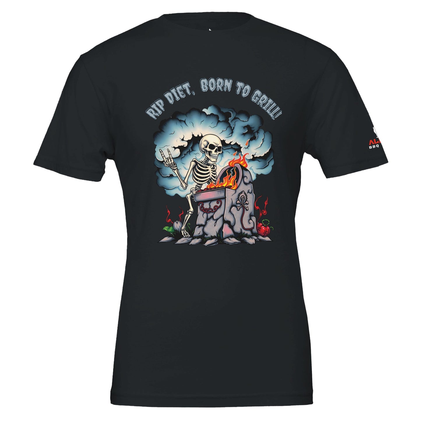 RIP Diet, Born to Grill β the ultimate BBQ T-shirt | Premium Unisex Crewneck T-shirt Black Alpha BBQ wear BBQ -apparel- BBQ tshirt -BBQ tee