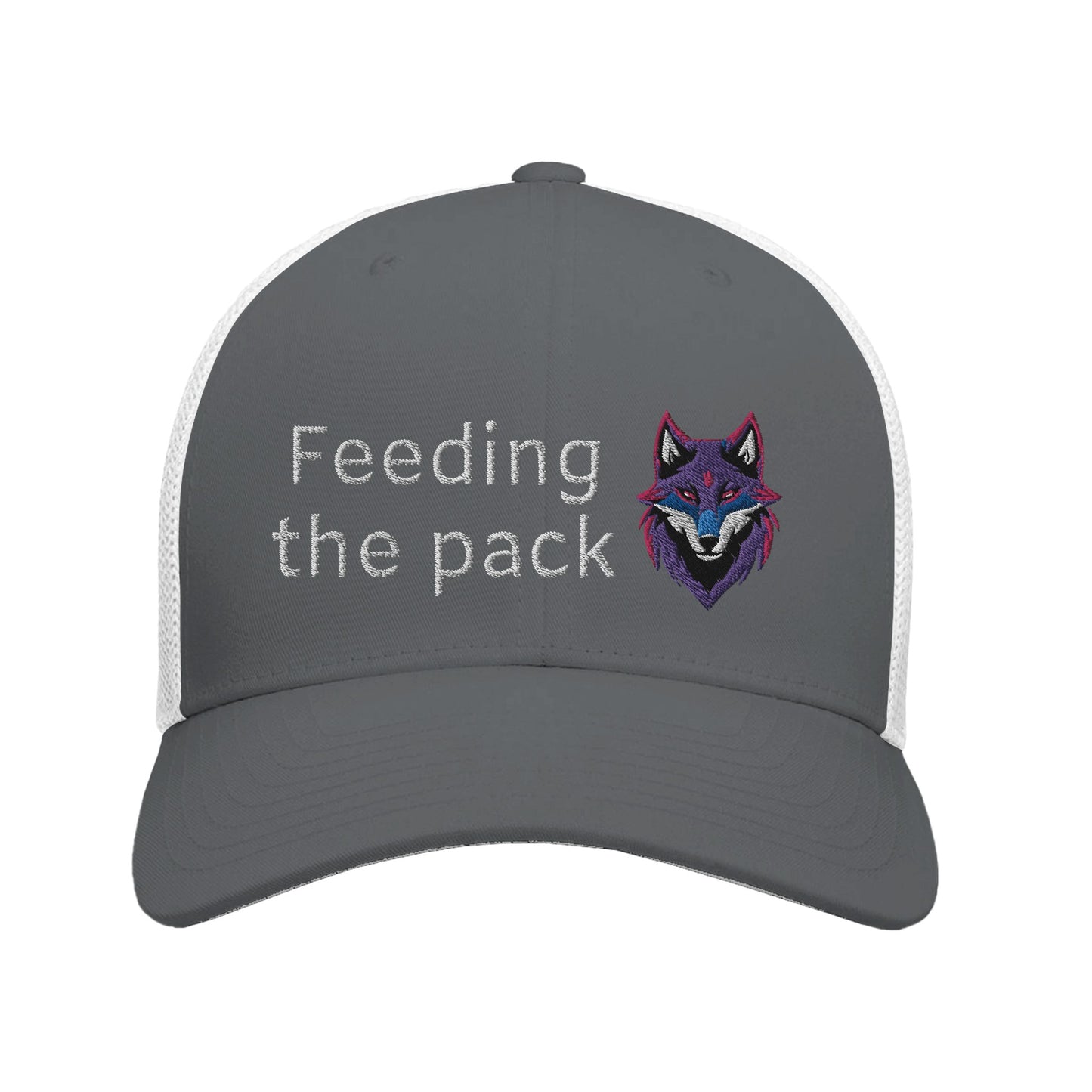 Feeding the Pack Adult 6-Panel Trucker Cap | 4 colors available charcoal white Alpha BBQ wear BBQ -apparel- BBQ tshirt -BBQ tee