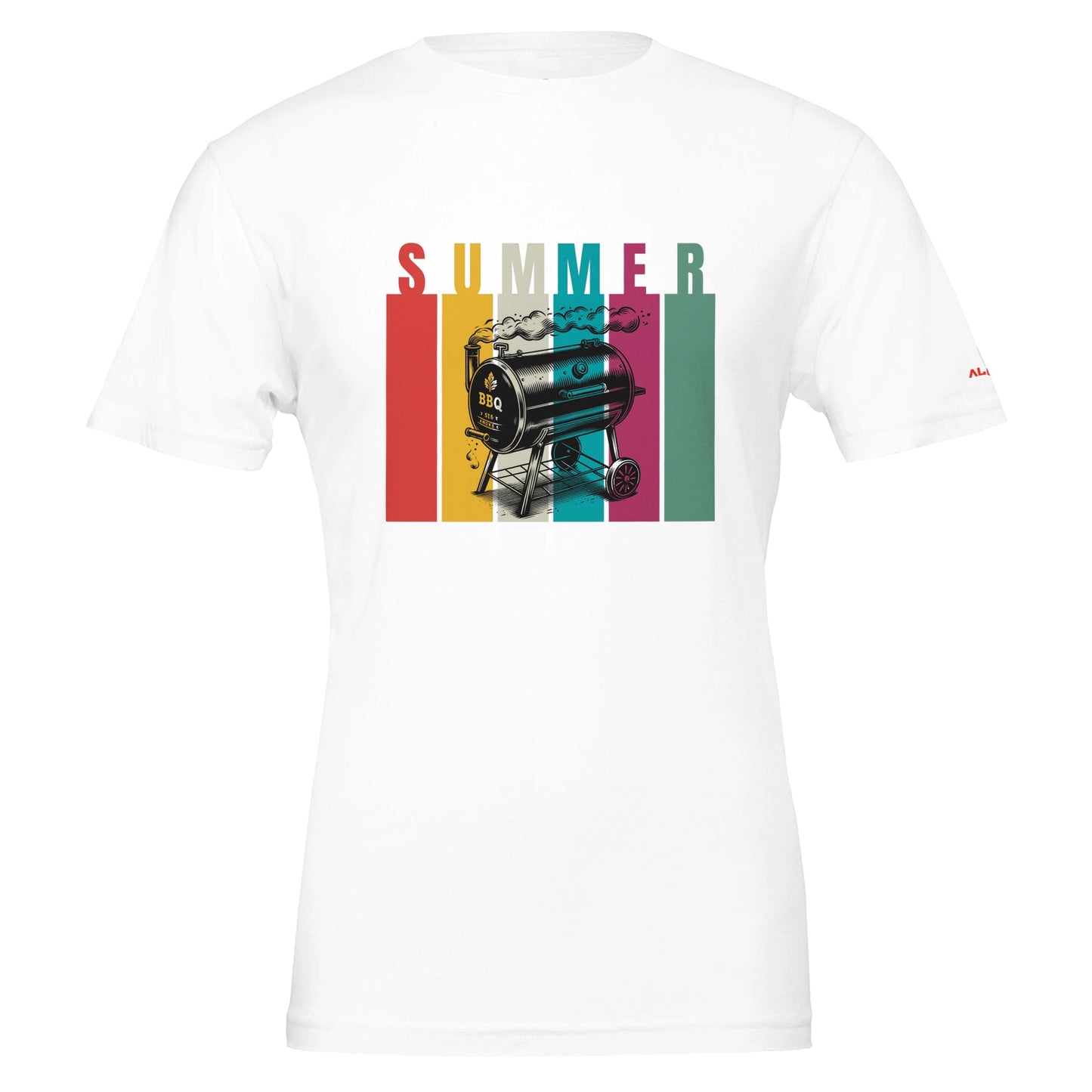 SUMMER BBQ Premium Unisex Crewneck T-shirt White Alpha BBQ wear BBQ -apparel- BBQ tshirt -BBQ tee