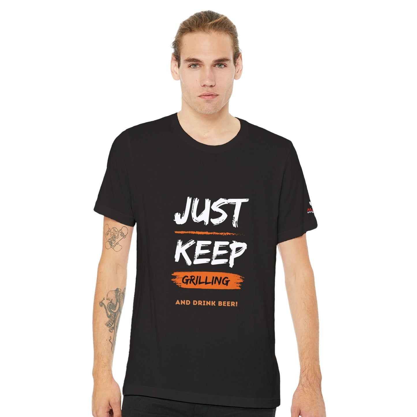 Just keep grilling Premium Unisex Crewneck T-shirt Alpha BBQ wear BBQ -apparel- BBQ tshirt -BBQ tee