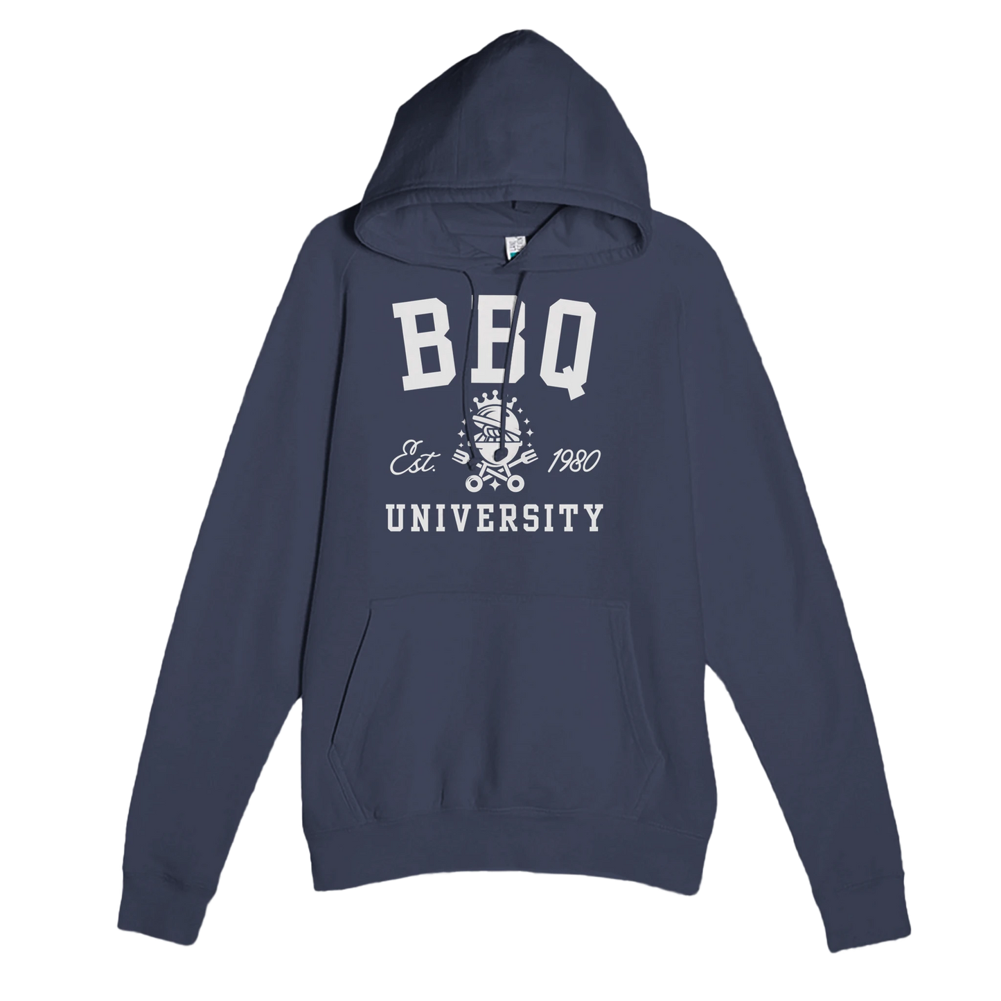BBQ University Premium Unisex Pullover Hoodie Navy Alpha BBQ wear BBQ -apparel- BBQ tshirt -BBQ tee
