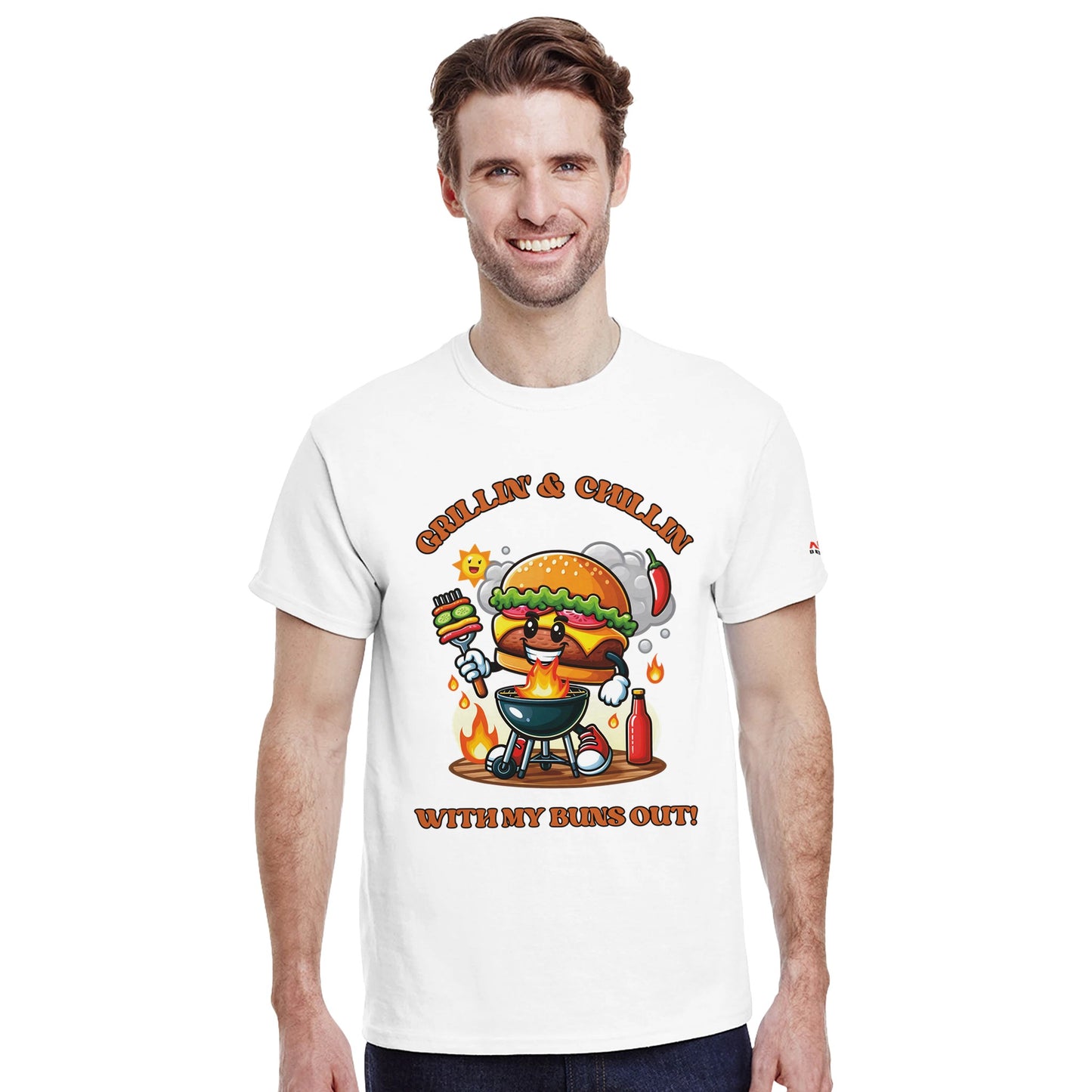 Grillin' and Chillin' with My Buns Out! Alpha BBQ wear BBQ -apparel- BBQ tshirt -BBQ tee