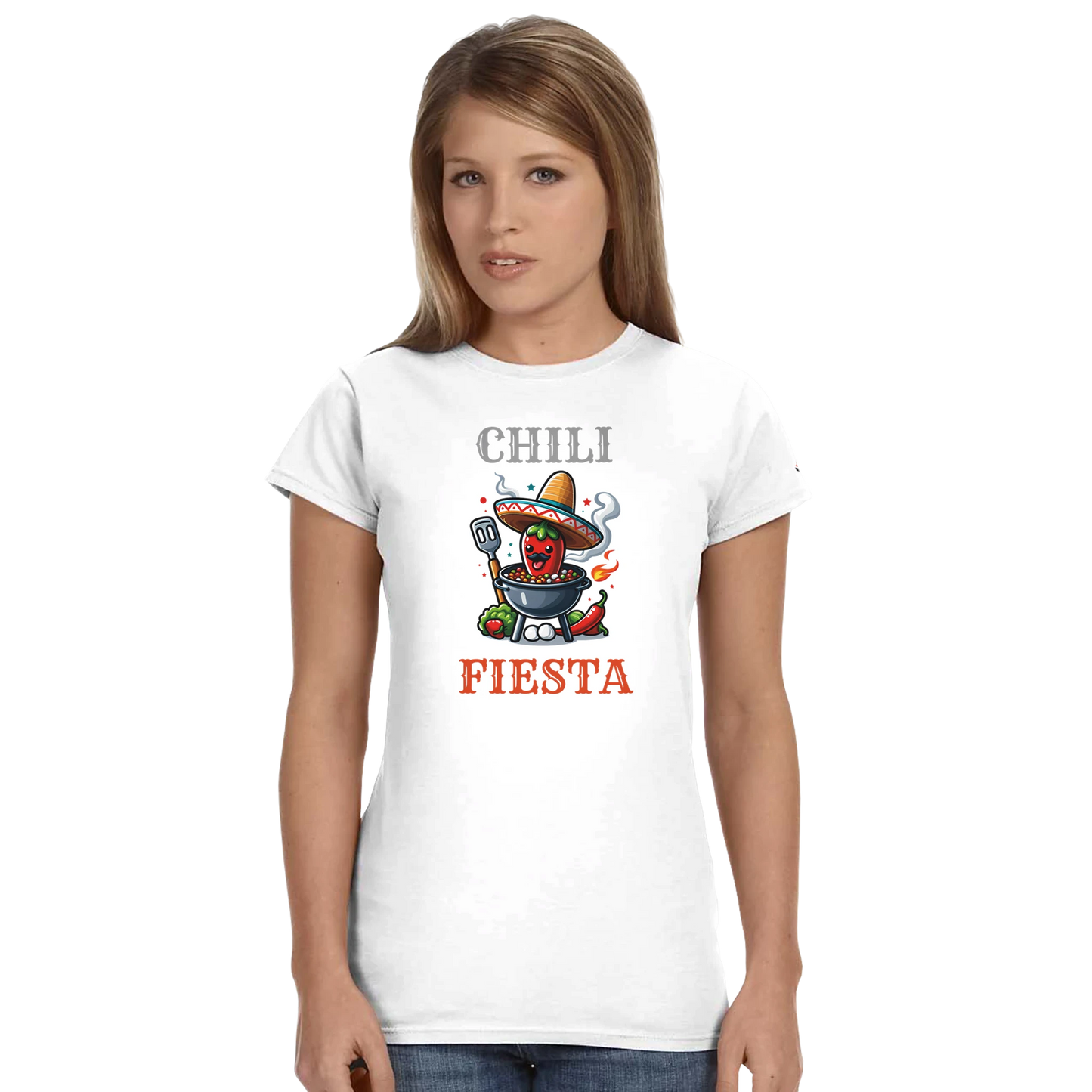 Chili fiesta Classic Womens Crewneck T-shirt Alpha BBQ wear BBQ -apparel- BBQ tshirt -BBQ tee