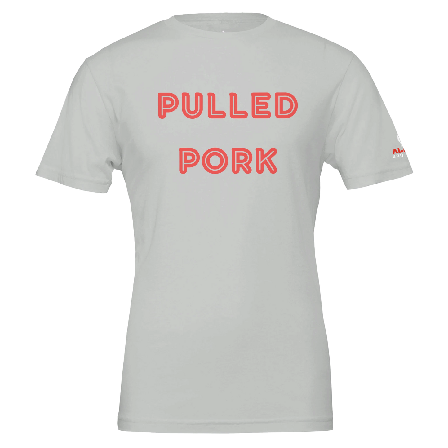 PULLED PORK Custom BBQ T-Shirt Premium Unisex Crewneck Silver Alpha BBQ wear BBQ -apparel- BBQ tshirt -BBQ tee