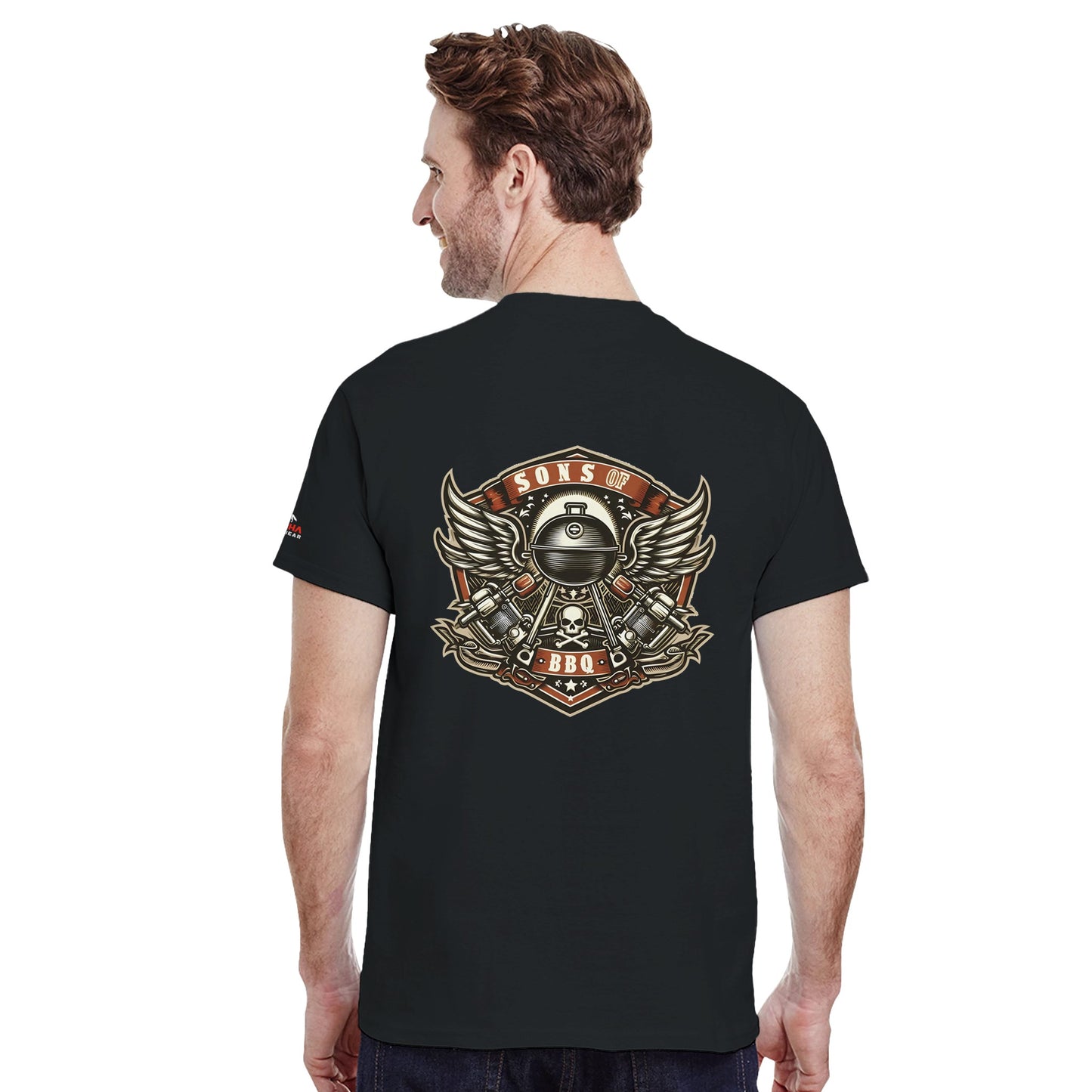 Sons of BBQ Motorcycle badge Heavyweight Unisex Crewneck T-shirt Alpha BBQ wear BBQ -apparel- BBQ tshirt -BBQ tee