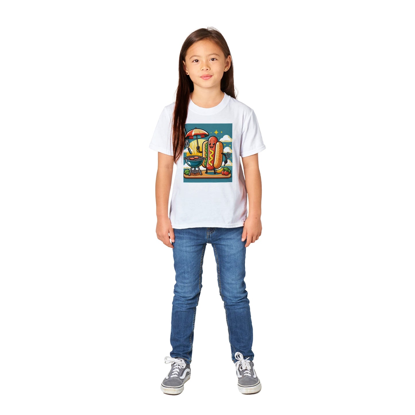 BBQ Hot dog Classic Kids Crewneck T-shirt Alpha BBQ wear BBQ -apparel- BBQ tshirt -BBQ tee