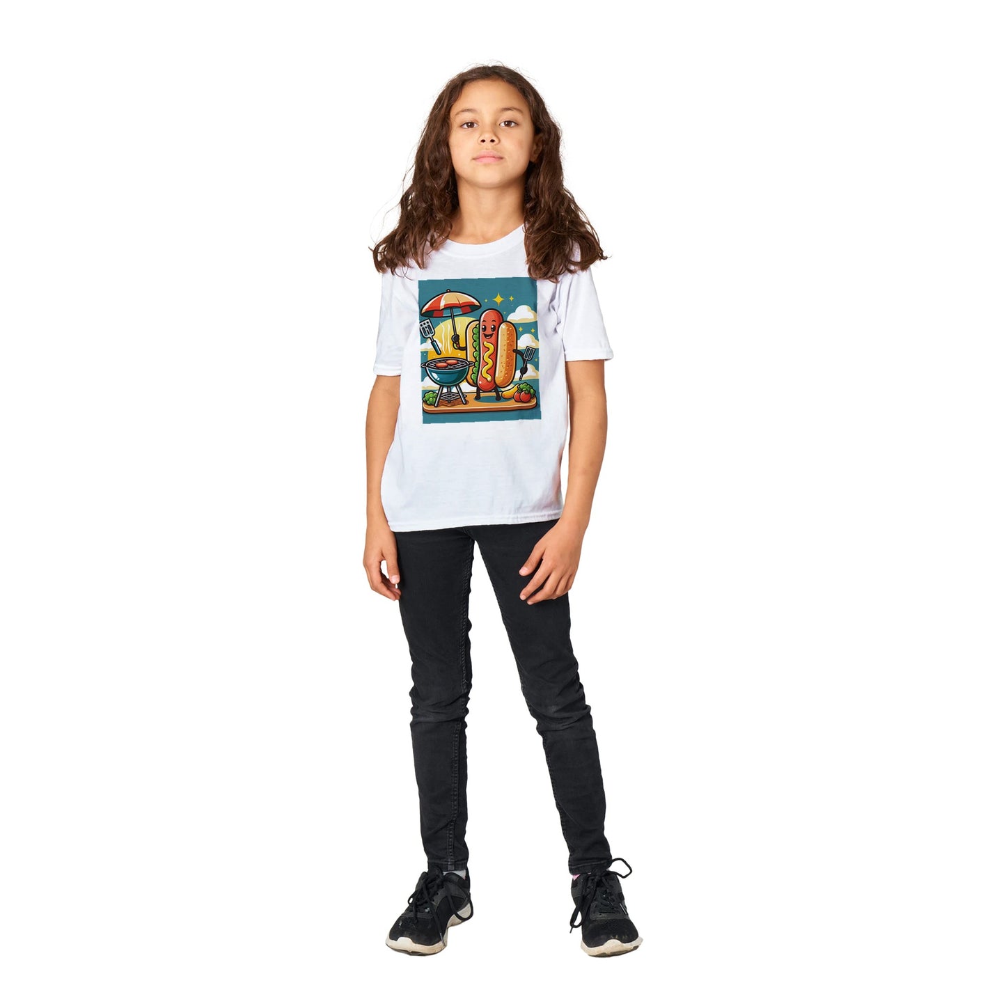 BBQ Hot dog Classic Kids Crewneck T-shirt Alpha BBQ wear BBQ -apparel- BBQ tshirt -BBQ tee