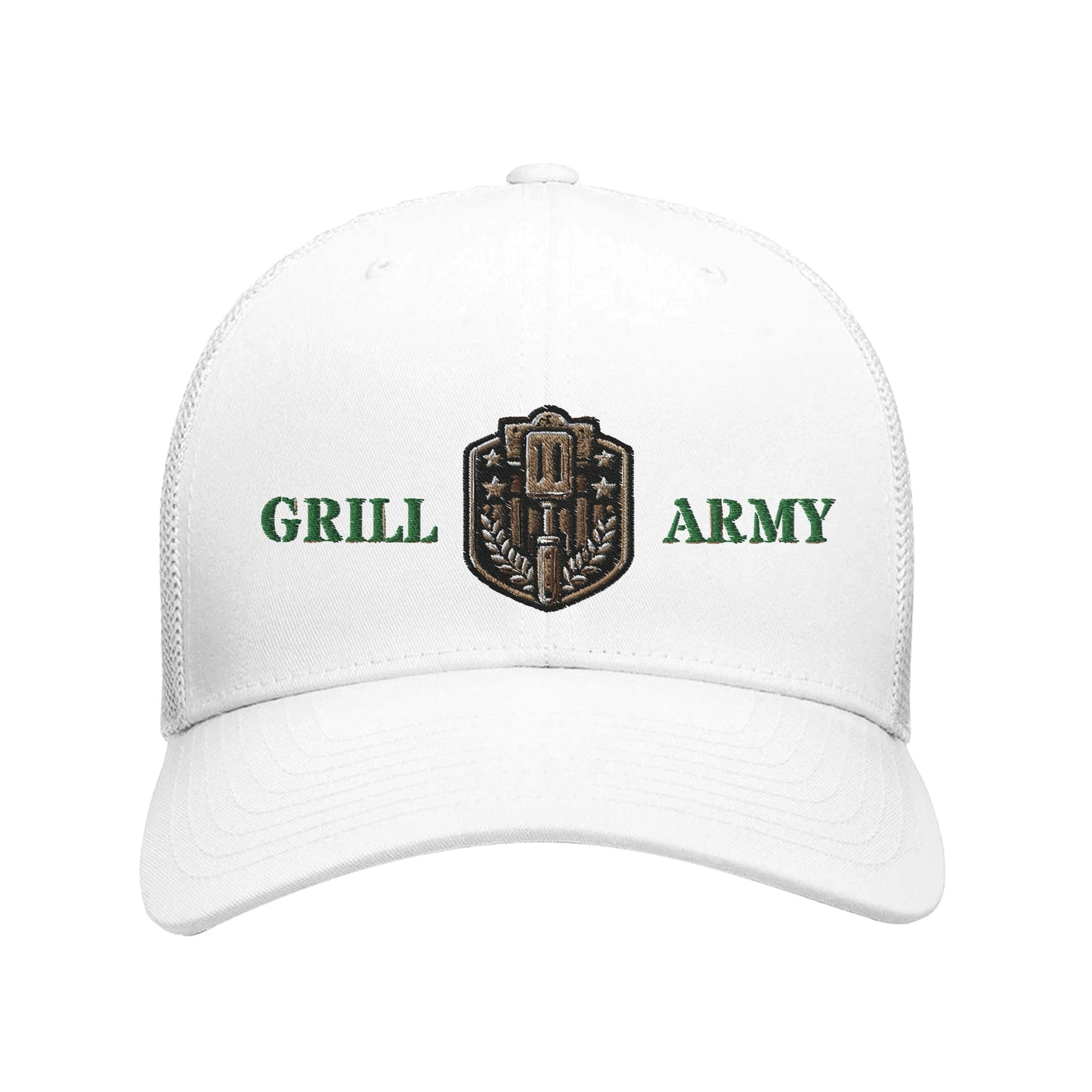 Grill Army military badge Retro Trucker Cap embroidered | 4 colors available white white Alpha BBQ wear BBQ -apparel- BBQ tshirt -BBQ tee