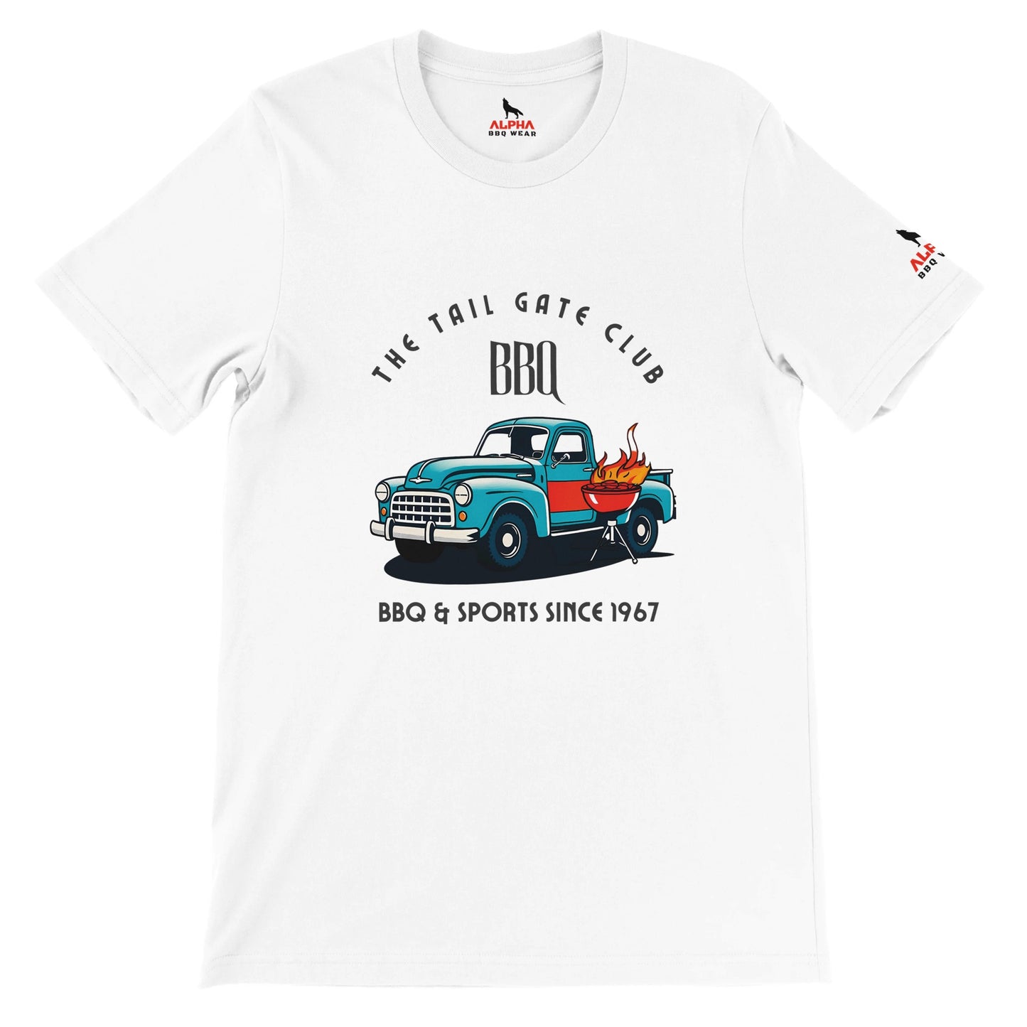 The Tailgate Club BBQ Premium Unisex Crewneck T-shirt Alpha BBQ wear BBQ -apparel- BBQ tshirt -BBQ tee