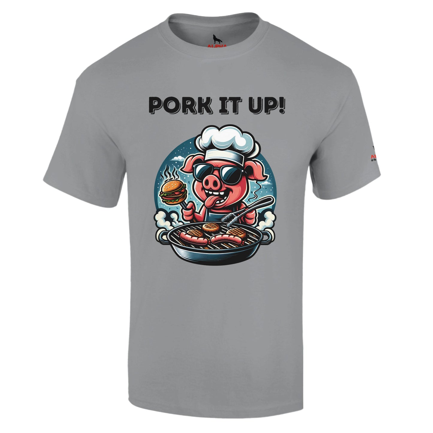 Pork it up ! Heavyweight Unisex Crewneck T-shirt Sport Grey Alpha BBQ wear BBQ -apparel- BBQ tshirt -BBQ tee