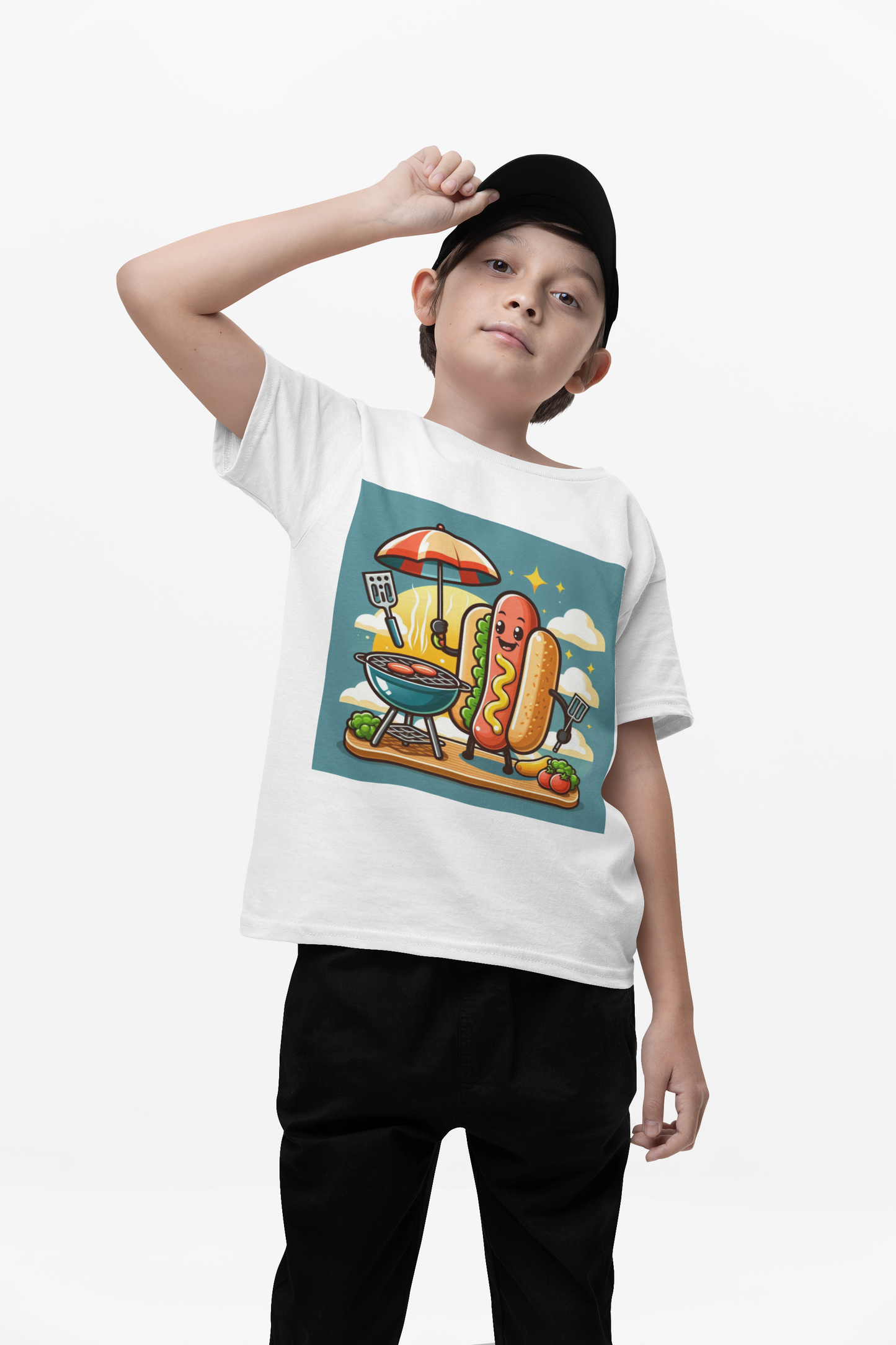 BBQ Hot dog Classic Kids Crewneck T-shirt Alpha BBQ wear BBQ -apparel- BBQ tshirt -BBQ tee