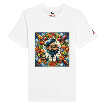 BBQ MANDALA Premium Unisex Crewneck T-shirt White Alpha BBQ wear BBQ -apparel- BBQ tshirt -BBQ tee