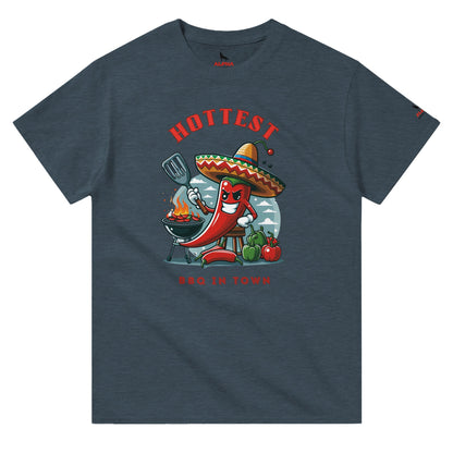 Hottest BBQ in Town Heavyweight Unisex Crewneck T-shirt Dark Heather Alpha BBQ wear BBQ -apparel- BBQ tshirt -BBQ tee