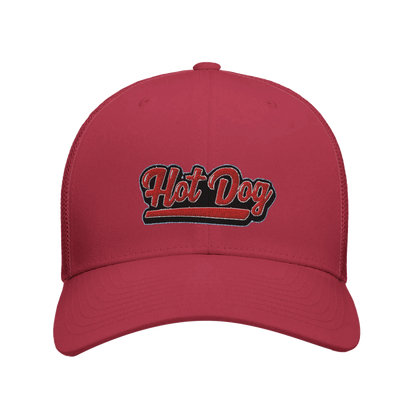 “Hot Dog” Embroidered Retro Trucker Cap Cranberry Alpha BBQ wear BBQ -apparel- BBQ tshirt -BBQ tee