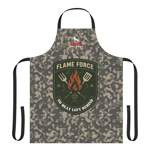 Flame Force Camo APRON – “No Meat Left Behind”, Perfect Gift for BBQ Parties, Father's Day, and Chefs