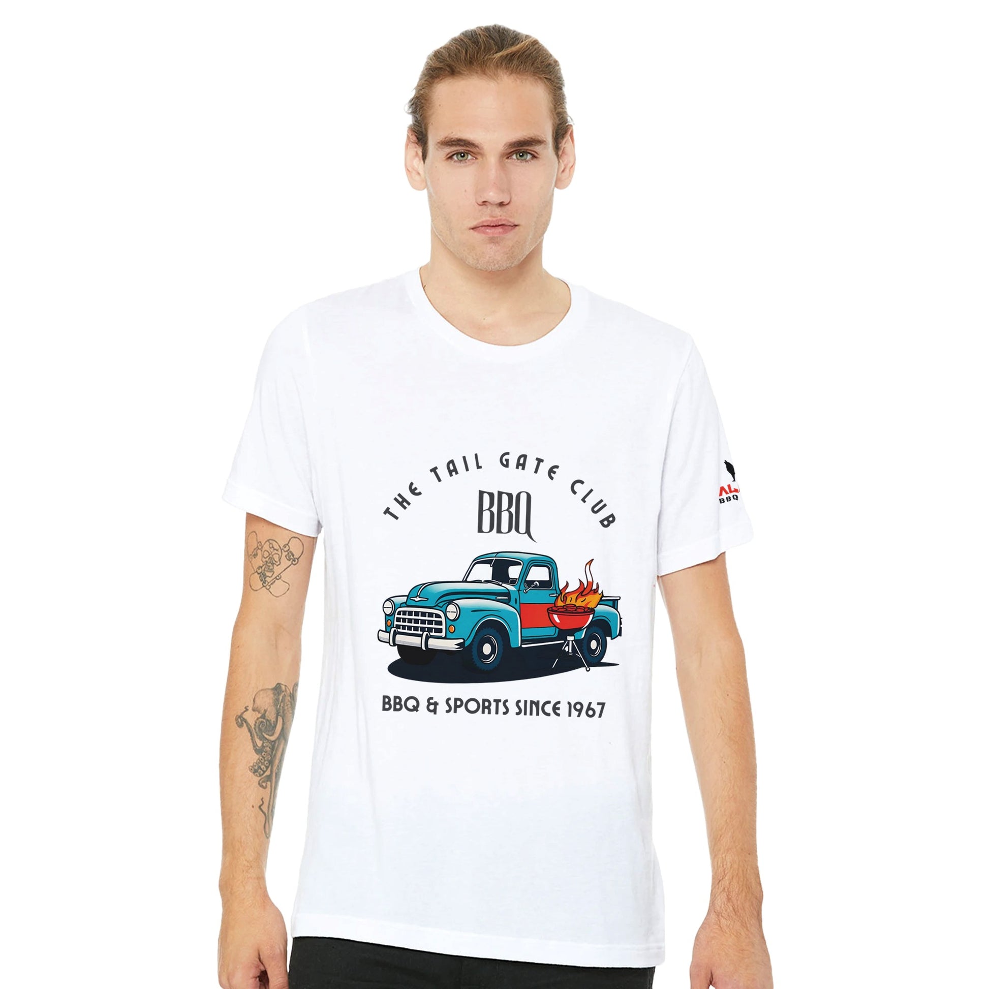 The Tailgate Club BBQ Premium Unisex Crewneck T-shirt Alpha BBQ wear BBQ -apparel- BBQ tshirt -BBQ tee