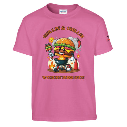 Grillin’ and Chillin’ with My Buns Out! Classic Kids Crewneck T-shirt Azalea Alpha BBQ wear BBQ -apparel- BBQ tshirt -BBQ tee