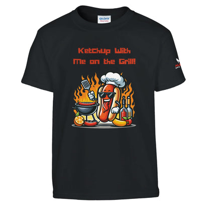 Ketchup with me on the grill Hotdog ! Black Alpha BBQ wear BBQ -apparel- BBQ tshirt -BBQ tee