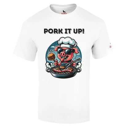 Pork it up ! Heavyweight Unisex Crewneck T-shirt White Alpha BBQ wear BBQ -apparel- BBQ tshirt -BBQ tee