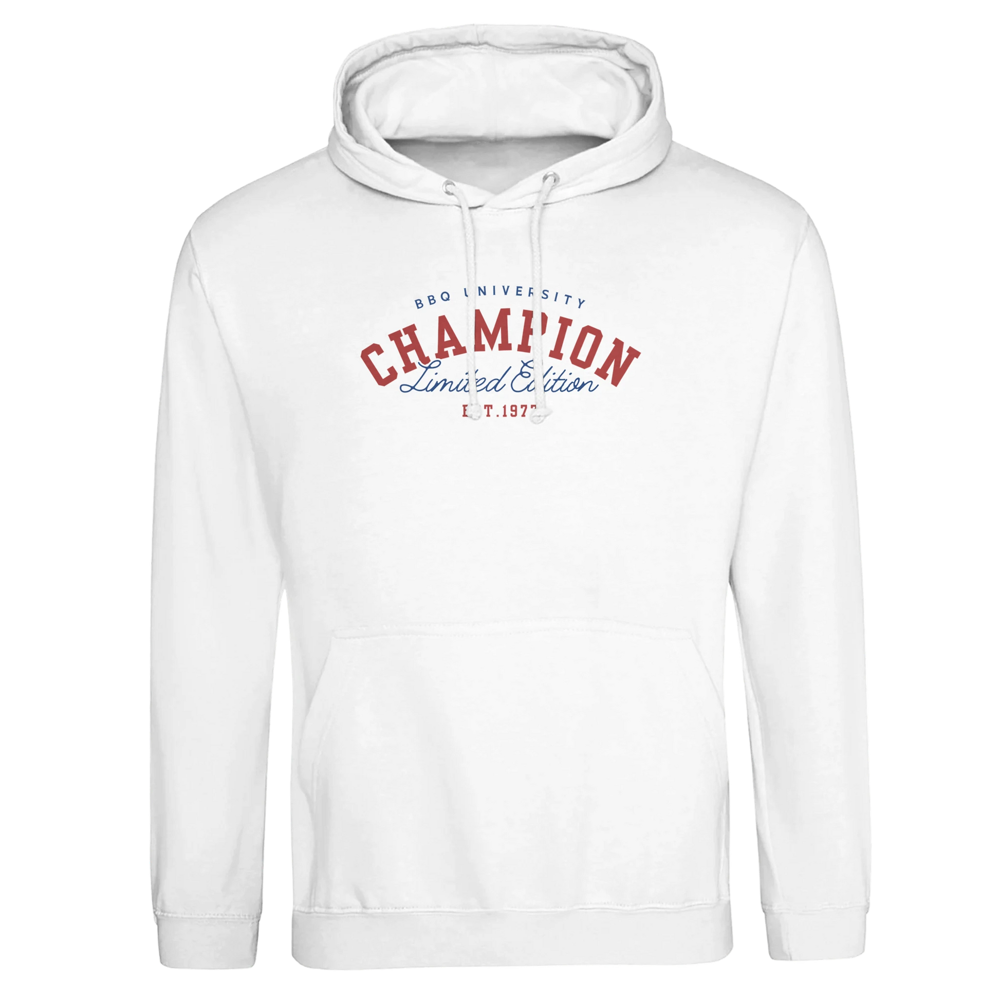 BBQ University – Only the Strongest Grill!Premium Unisex Pullover Hoodie Arctic White Alpha BBQ wear BBQ -apparel- BBQ tshirt -BBQ tee