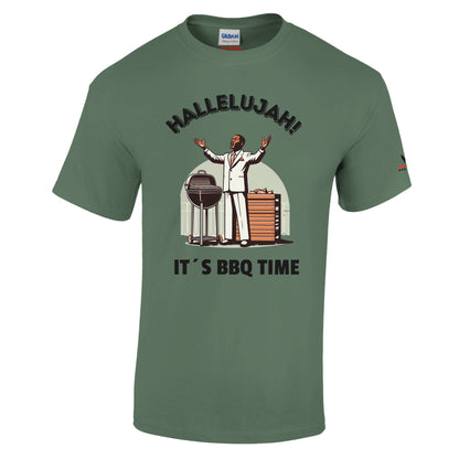 Hallelujah ! Heavyweight Unisex Crewneck T-shirt Military Green Alpha BBQ wear BBQ -apparel- BBQ tshirt -BBQ tee