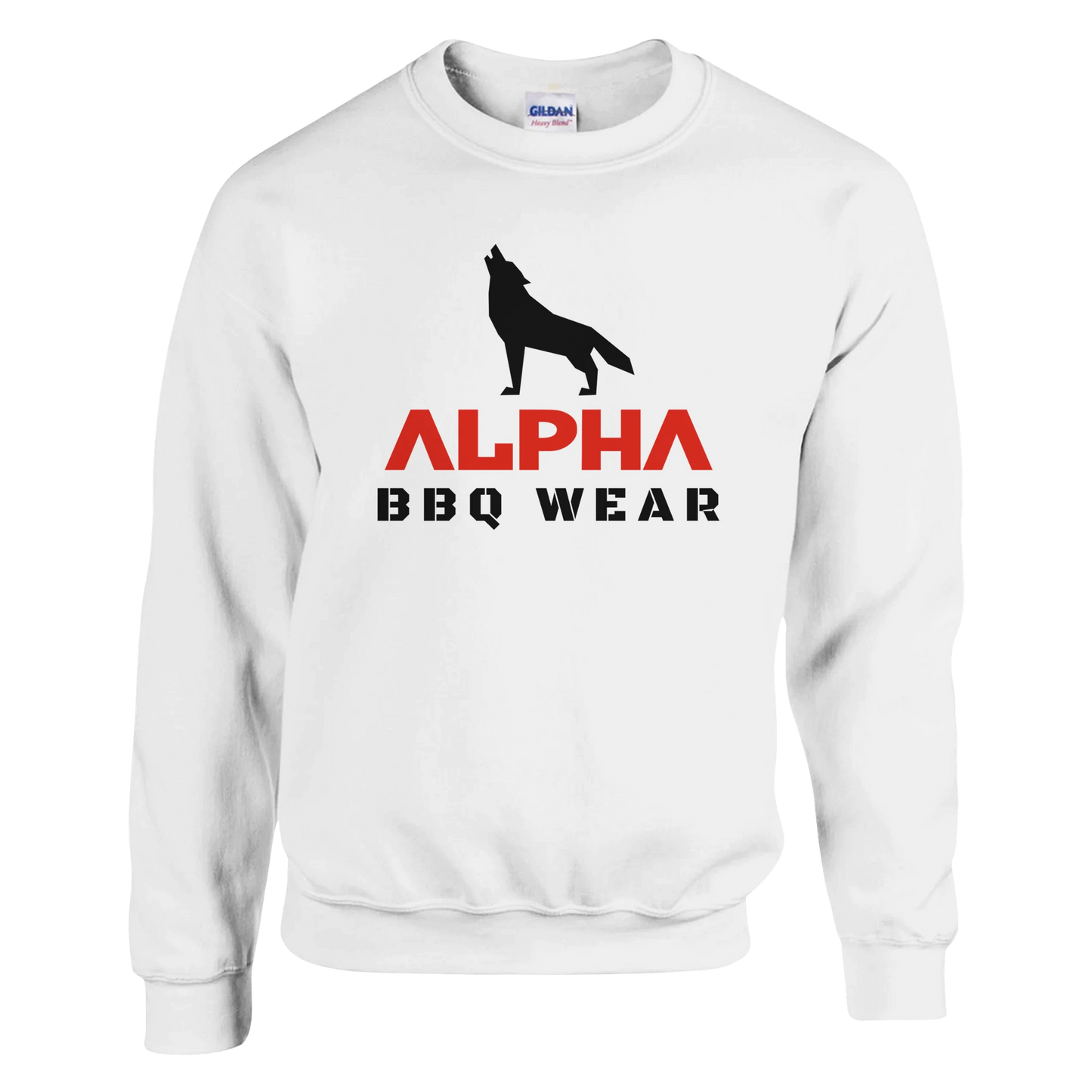Alpha BBQ Wear Logo Sweatshirt Classic Unisex Crewneck Sweatshirt White Alpha BBQ wear BBQ -apparel- BBQ tshirt -BBQ tee