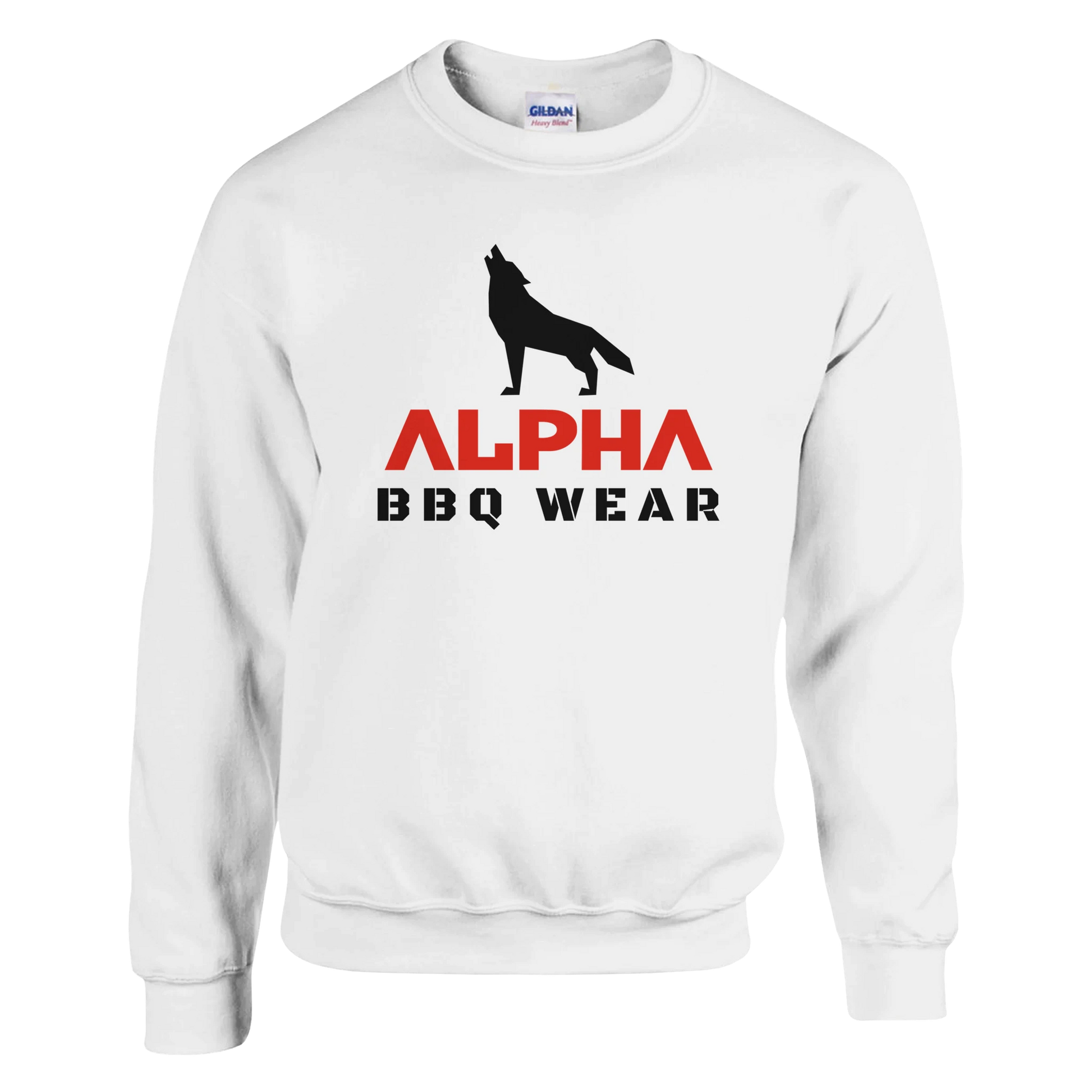 Alpha BBQ Wear Logo Sweatshirt Classic Unisex Crewneck Sweatshirt White Alpha BBQ wear BBQ -apparel- BBQ tshirt -BBQ tee
