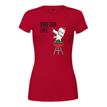 BBQ for life Premium Womens Crewneck T-shirt Red Alpha BBQ wear BBQ -apparel- BBQ tshirt -BBQ tee