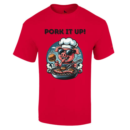 Pork it up ! Heavyweight Unisex Crewneck T-shirt Red Alpha BBQ wear BBQ -apparel- BBQ tshirt -BBQ tee