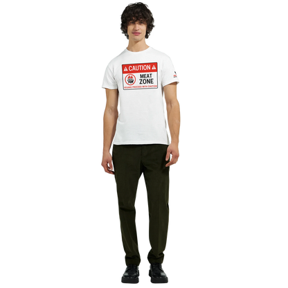 DANGER: Meat Zone – Vegans Proceed with Caution Heavyweight Unisex Crewneck T-shirt Alpha BBQ wear BBQ -apparel- BBQ tshirt -BBQ tee