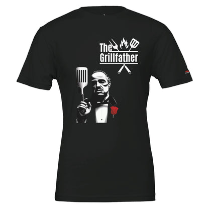 The Grillfather Premium Unisex Crewneck T-shirt Vintage Black Alpha BBQ wear BBQ -apparel- BBQ tshirt -BBQ tee
