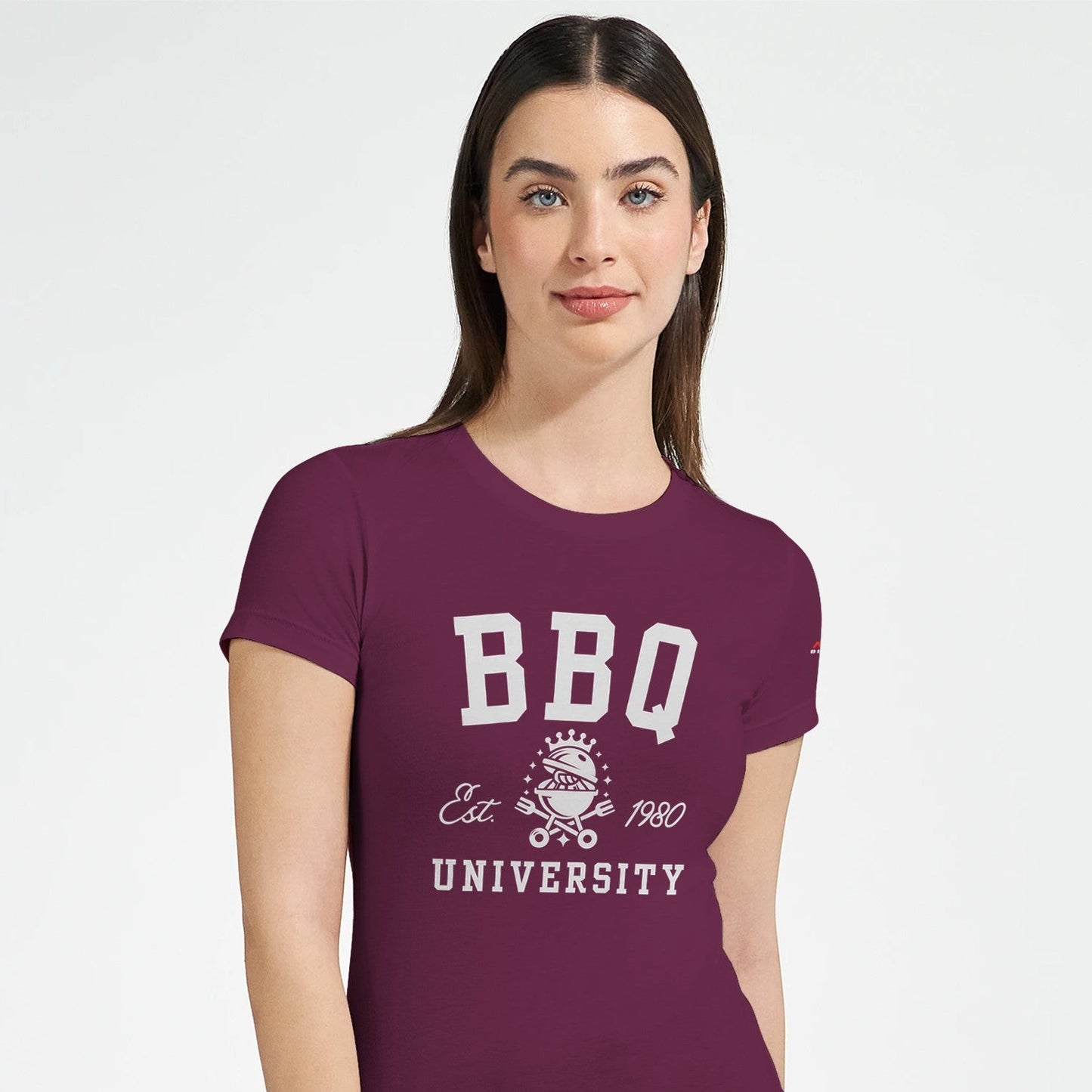 BBQ University T-Shirt Premium Womens Crewneck T-shirt Alpha BBQ wear BBQ -apparel- BBQ tshirt -BBQ tee
